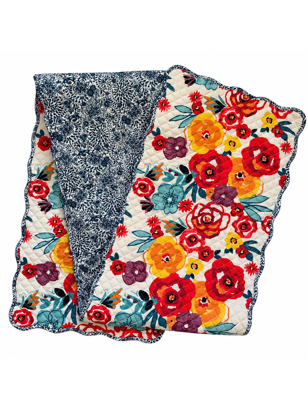 Pioneer Woman Flea Market Reversible Quilted Floral Table Runner 14x72 inch